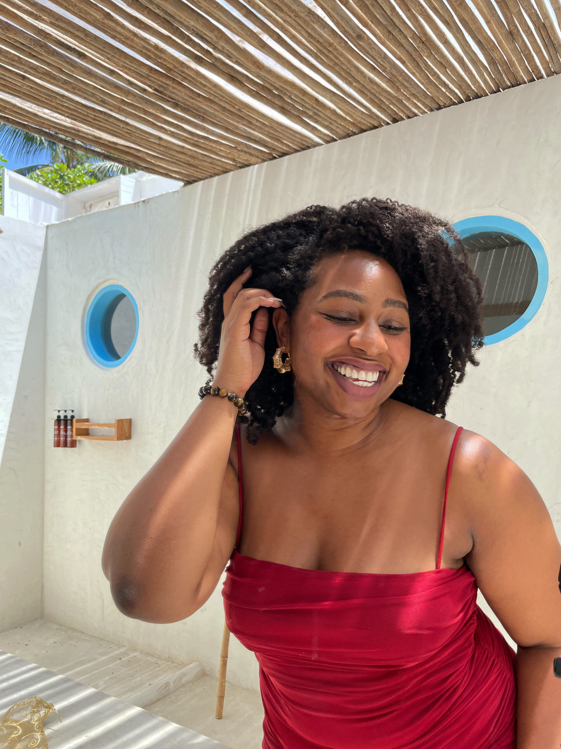 black owned jewelry, sustainable jewelry, Bandele Muse, Coco Bates, Good Advice Earrings, Tigers Eye Bracelet