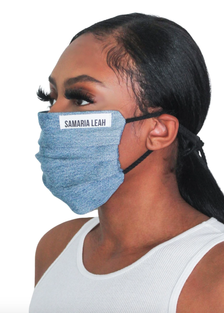 Black Owned, Black Owned Clothing, Black Owned Fashion Brands, Black Bloggers, Black Influencers, Coco Bates, Face Masks, Black Owned Face Masks, Denim Face Masks, Trendy Face Masks